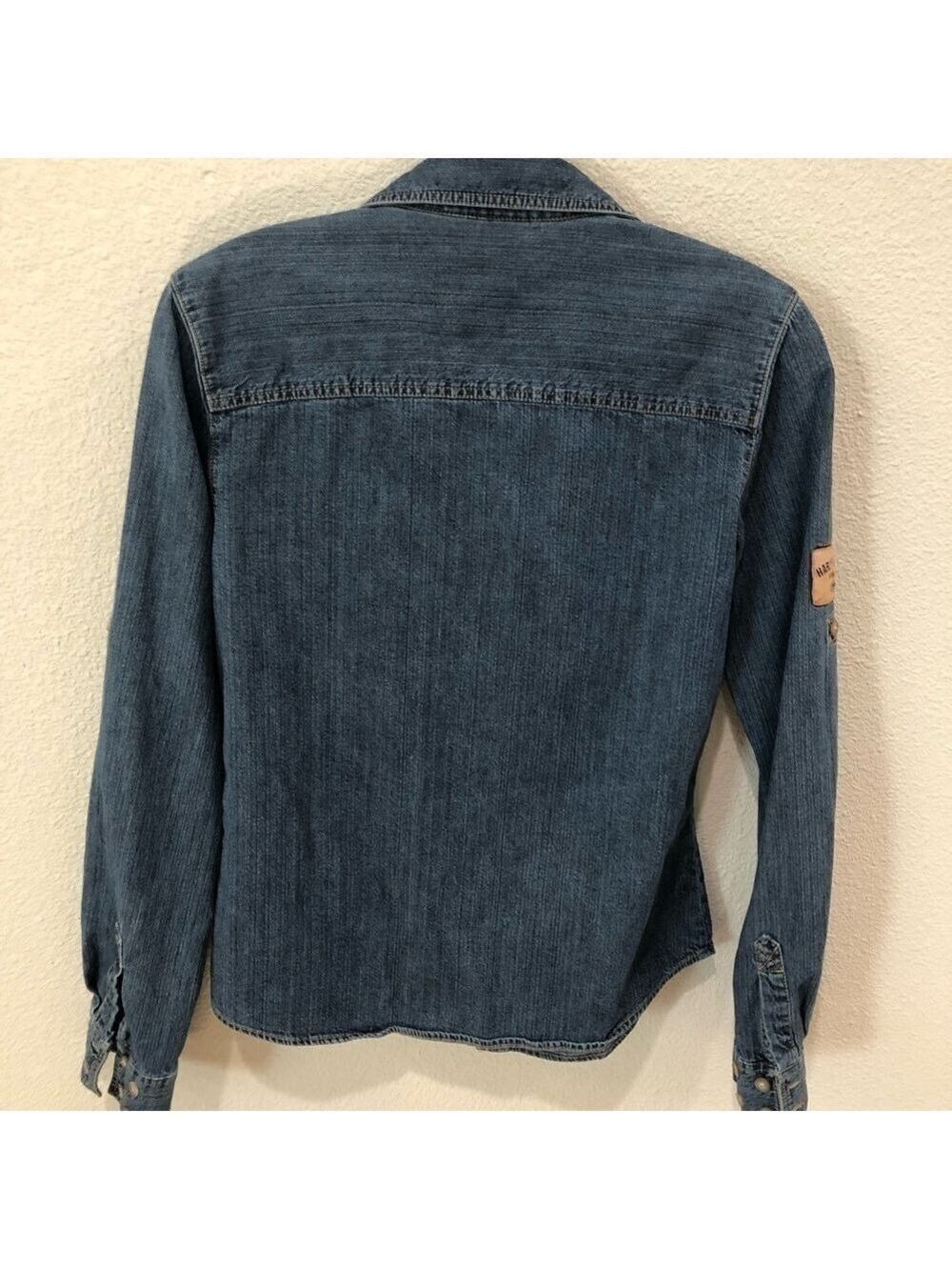 Harley Davidson denim shirt.  Size S lightweight biker motorcycle vintage blue - Picture 2 of 9